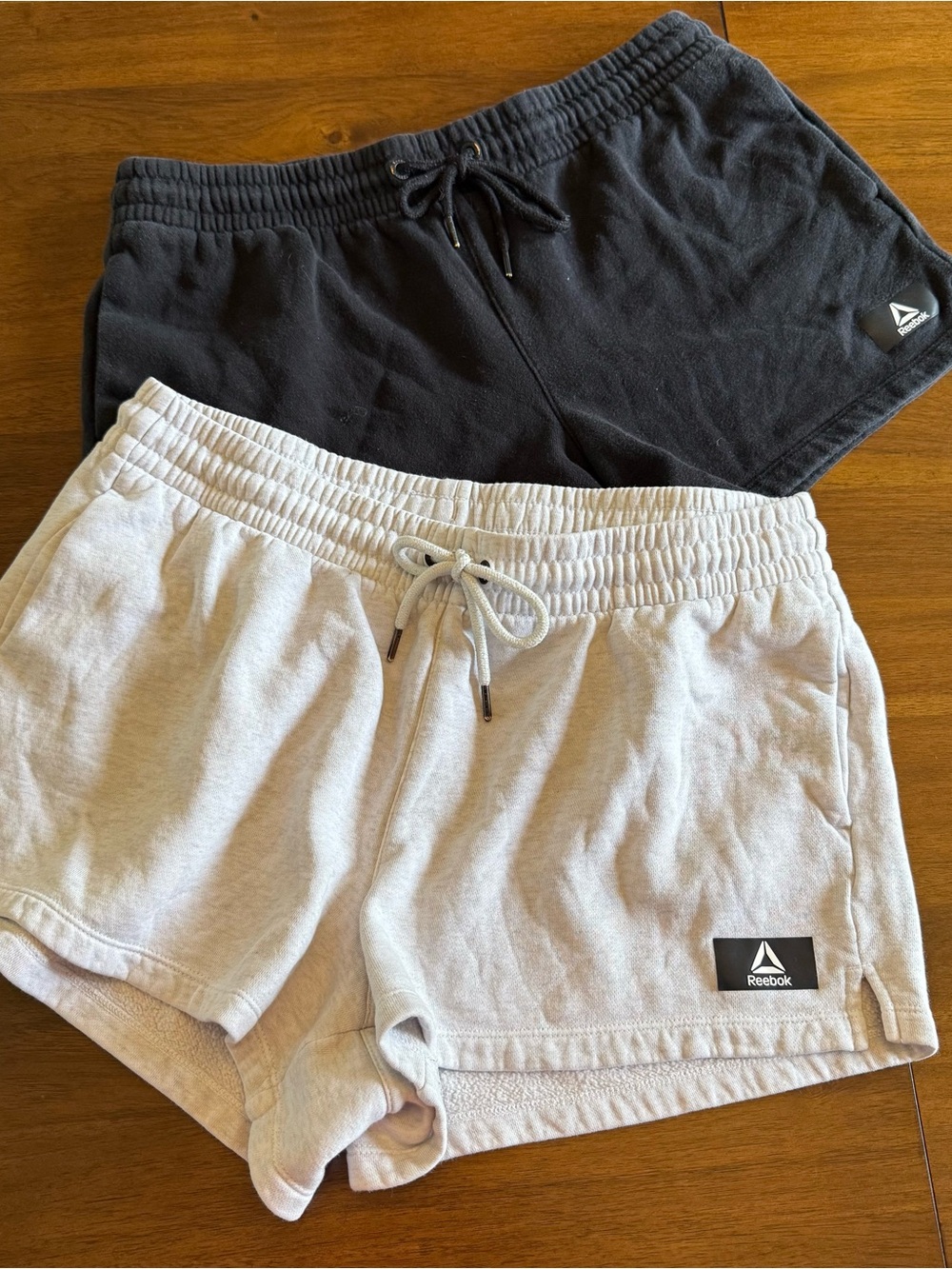 Reebok Women's Black and Light Gray Casual Athletic Shorts Pair - Picture 2 of 12